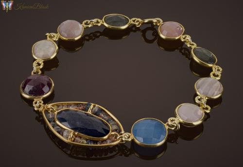 Kamienie różne- iolit, rubin, chalcedon, opal różowy, labradoryt